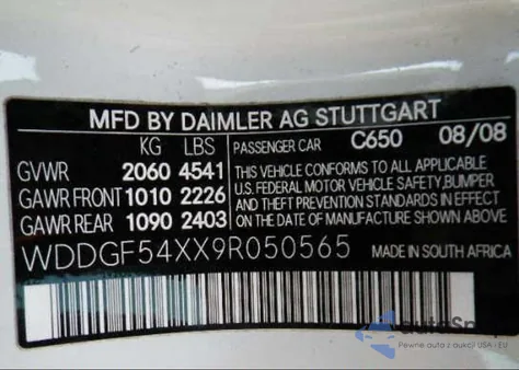 2009 Mercedes-Benz C300 из США, поврежденный, VIN WDDGF54XX9R050565